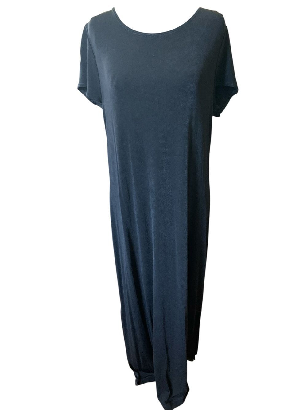 Chico’s Women Black Slinky Acetate Short-Sleeve Maxi Dress Travel Stretch 2/L